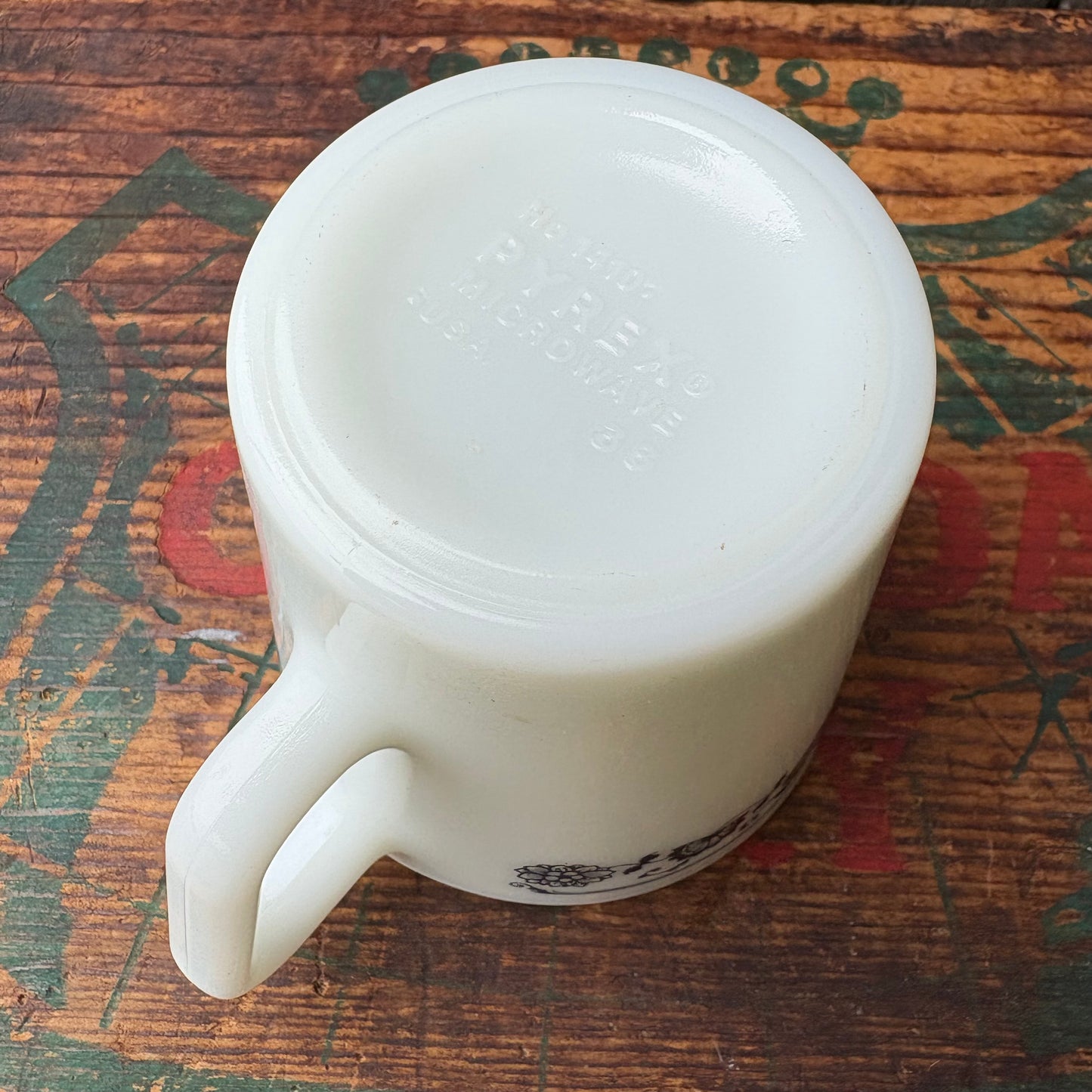 【1960s-1970s USA vintage】PYREX mugcup OLD TOWN BLUE