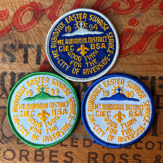 【1990s USA vintage】Mt. Rubidoux Easter Sunrise Service BSA Embroidered Patch 3pcs Set
