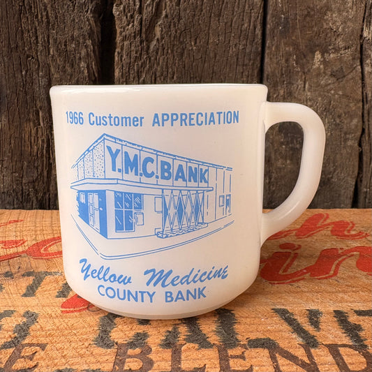 【1960s USA vintage】Y.M.C. Bank Customer Appreciation FEDERAL Glass Mug
