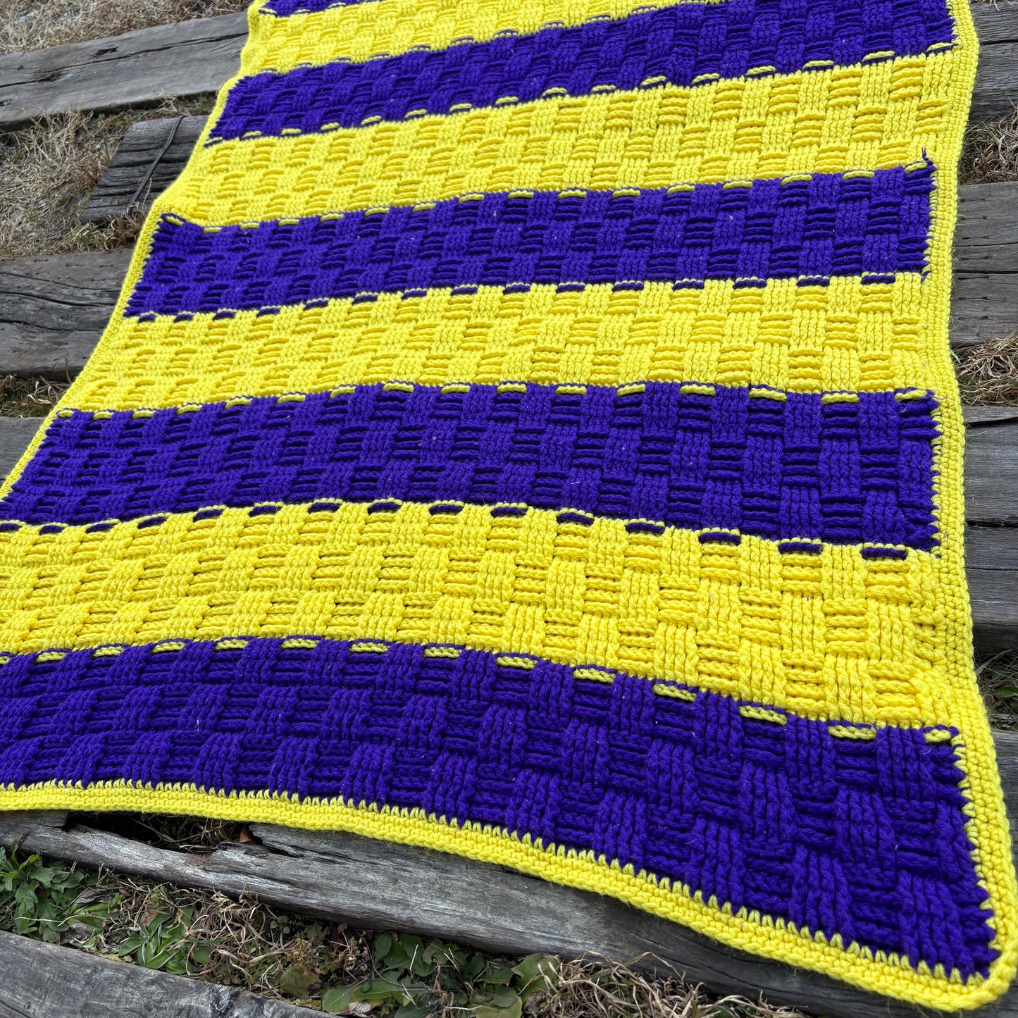【USA vintage】granny blanket purple×yellow