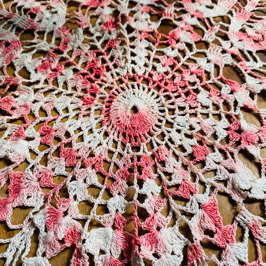 【USA vintage】レース編み ドイリー ピンク