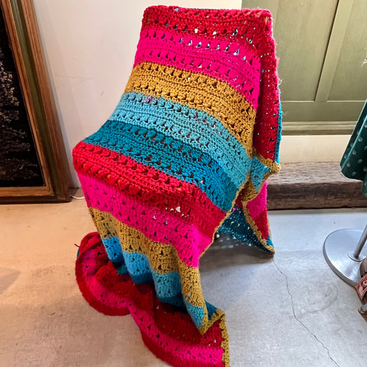 【USA vintage】グラニーブランケット サイケデリックストライプ