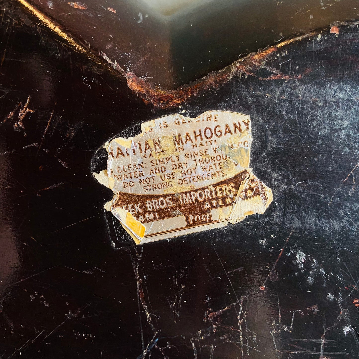 【vintage】PEEK BROS マホガニー 手彫りリーフトレイ