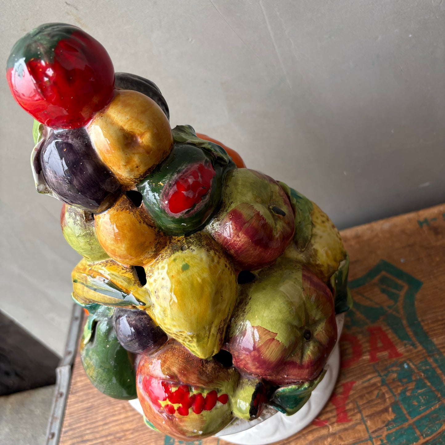 【Italy vintage】majolica fruits bowl