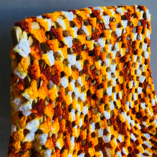 【1970s USA vintage】グラニーブランケット オレンジ グラデーション