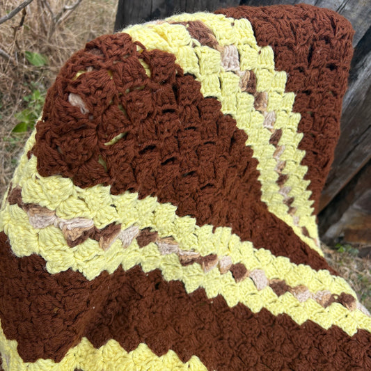 【USA vintage】granny blanket brown yellow