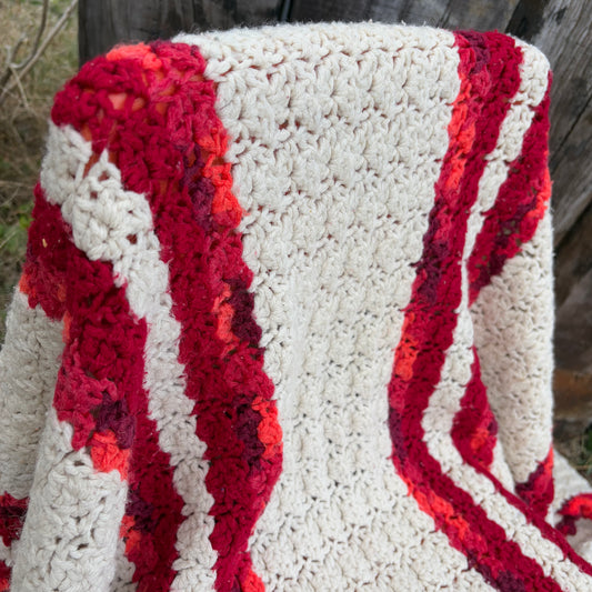 【USA vintage】granny blanket Red×White