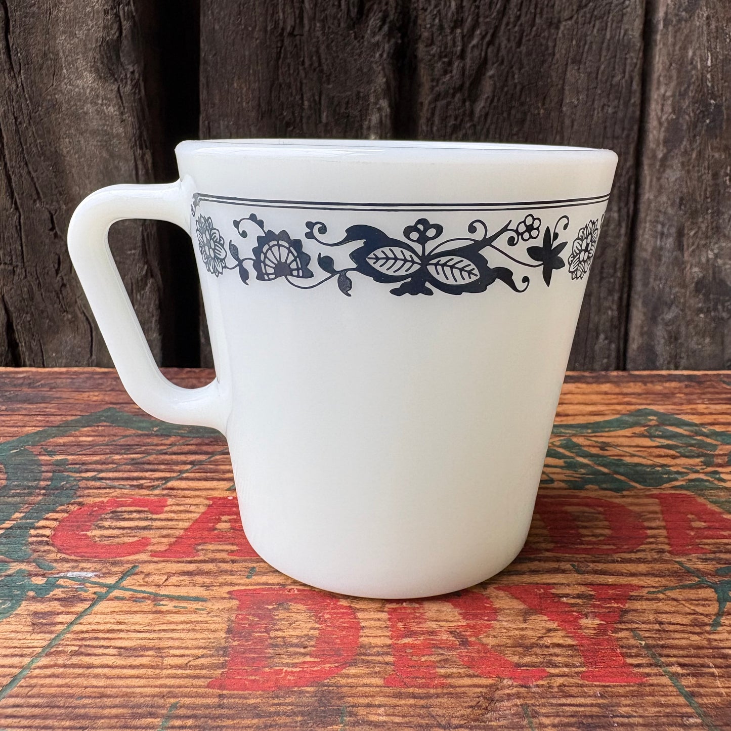 【1960s-1970s USA vintage】PYREX mugcup OLD TOWN BLUE