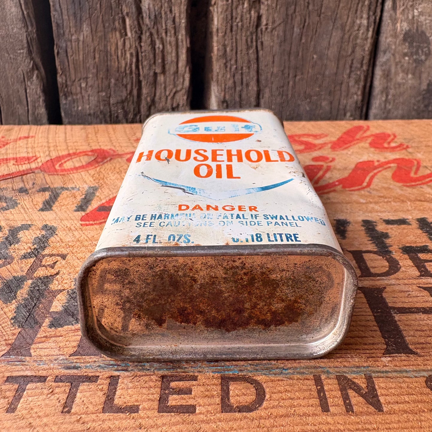 【1940-50s USA vintage】Gulf Household Oil Metal Can