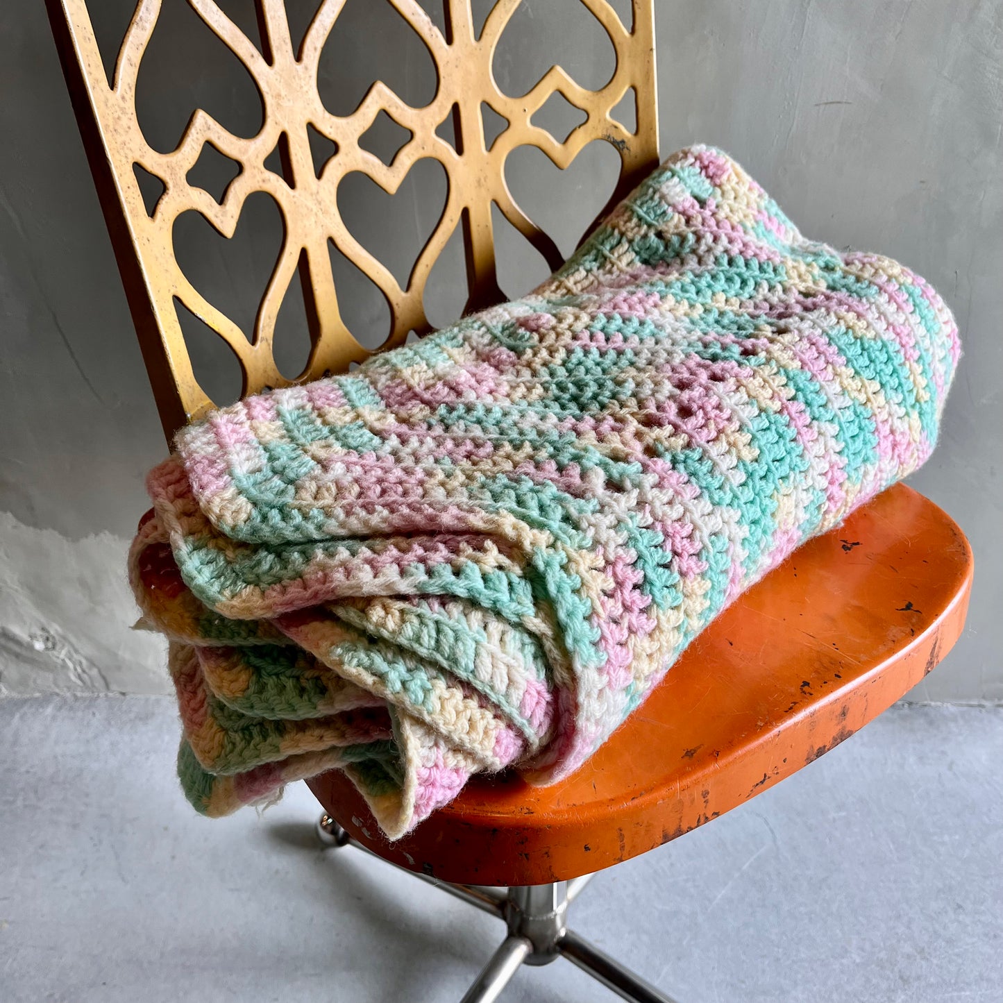 【USA vintage】グラニーブランケット パステル