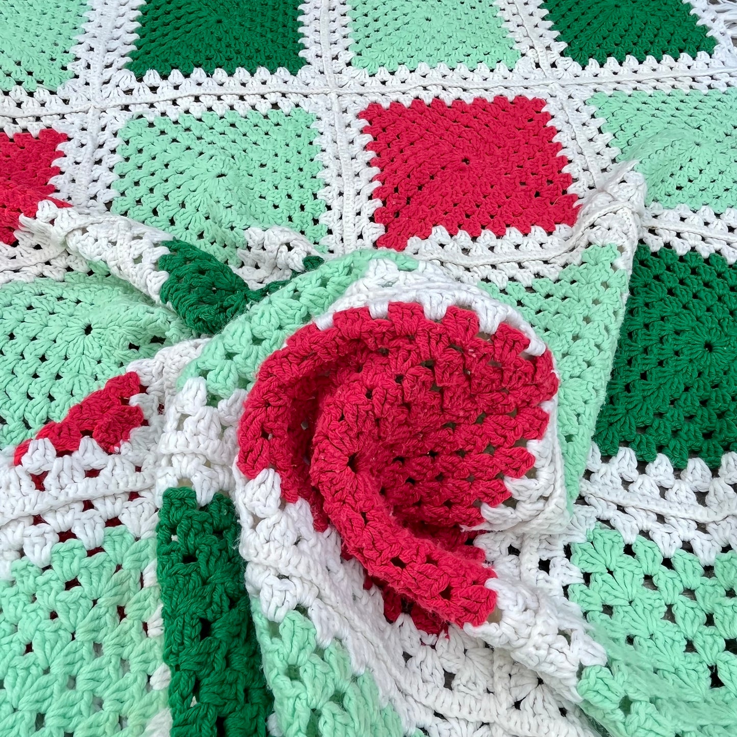 【USA vintage】Granny Blanket Square motif green