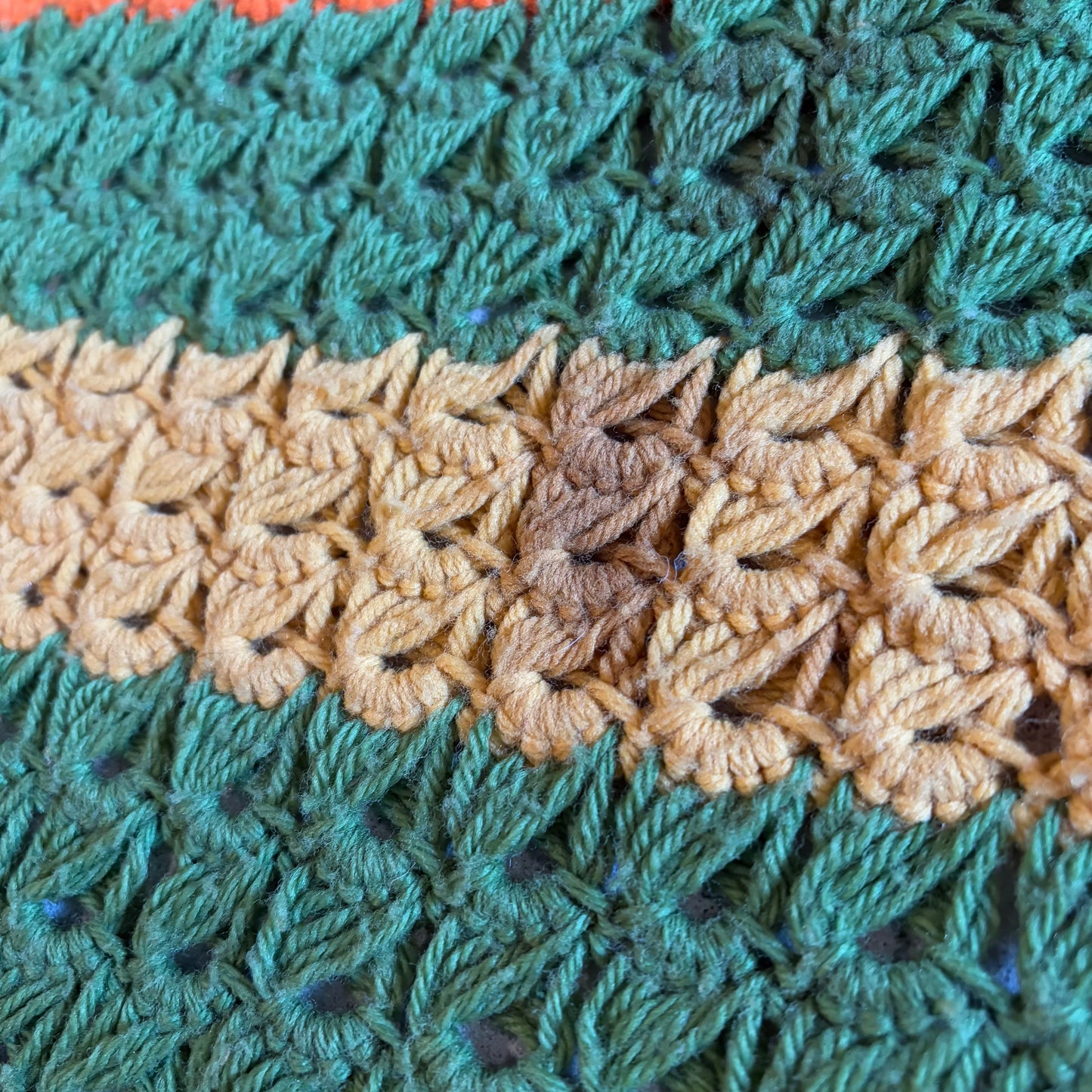 【USA vintage】granny blanket Orange×Green