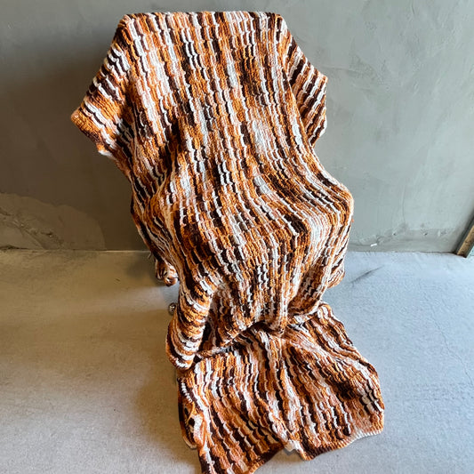 【USA vintage】グラニーブランケット ブラウン系 マーブル