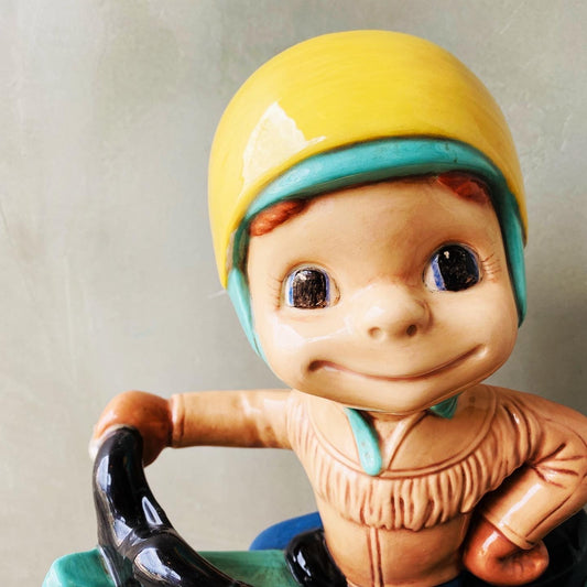 【1982 USA vintage】Atlantic mold ceramic boy ビンテージドール バイク