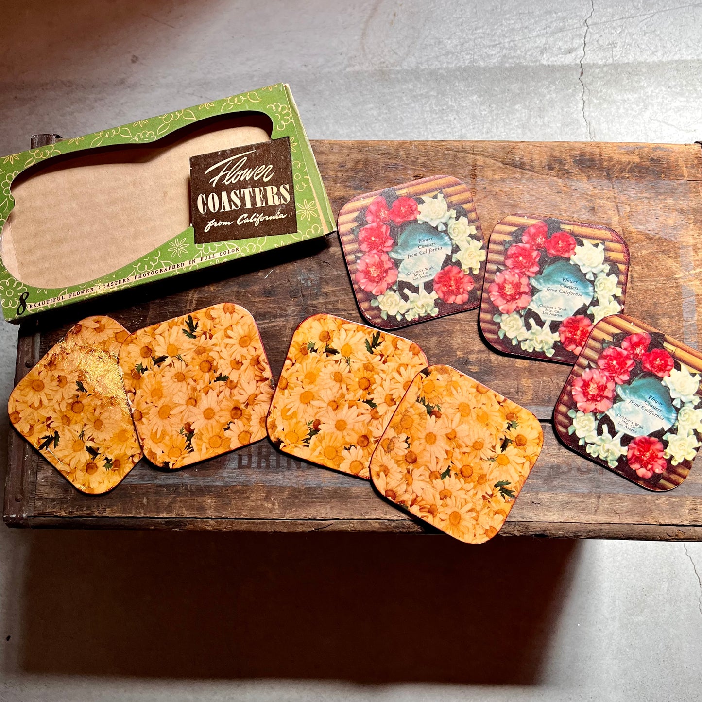 【USA vintage】コースター Flower Coasters from California