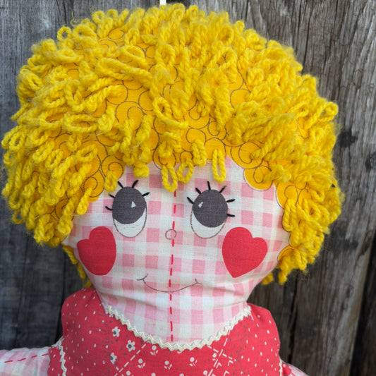 【1974 USA vintage】print girl pillow doll