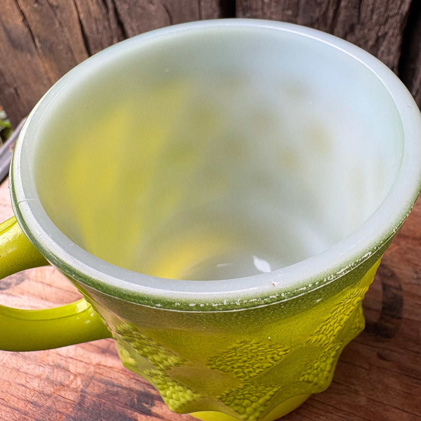 【1960s-1976 USA vintage】Fire-King Kimberley mug Green