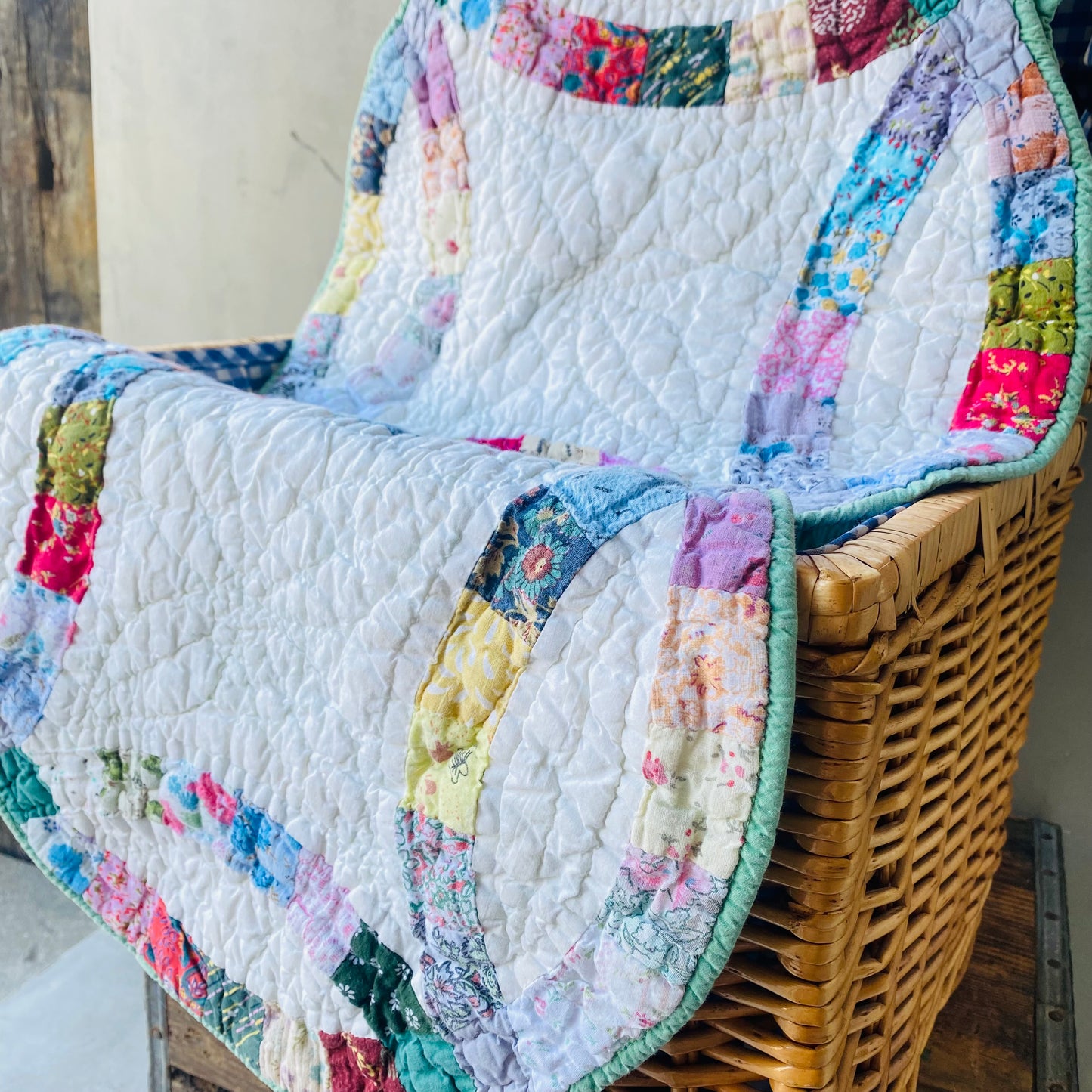 【USA vintage】patchwork quilting rug mat