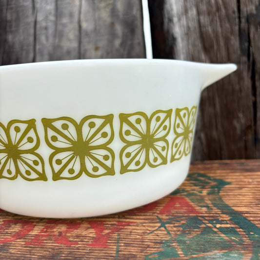 【1960s USA vintage】Green Square Flower Casserole