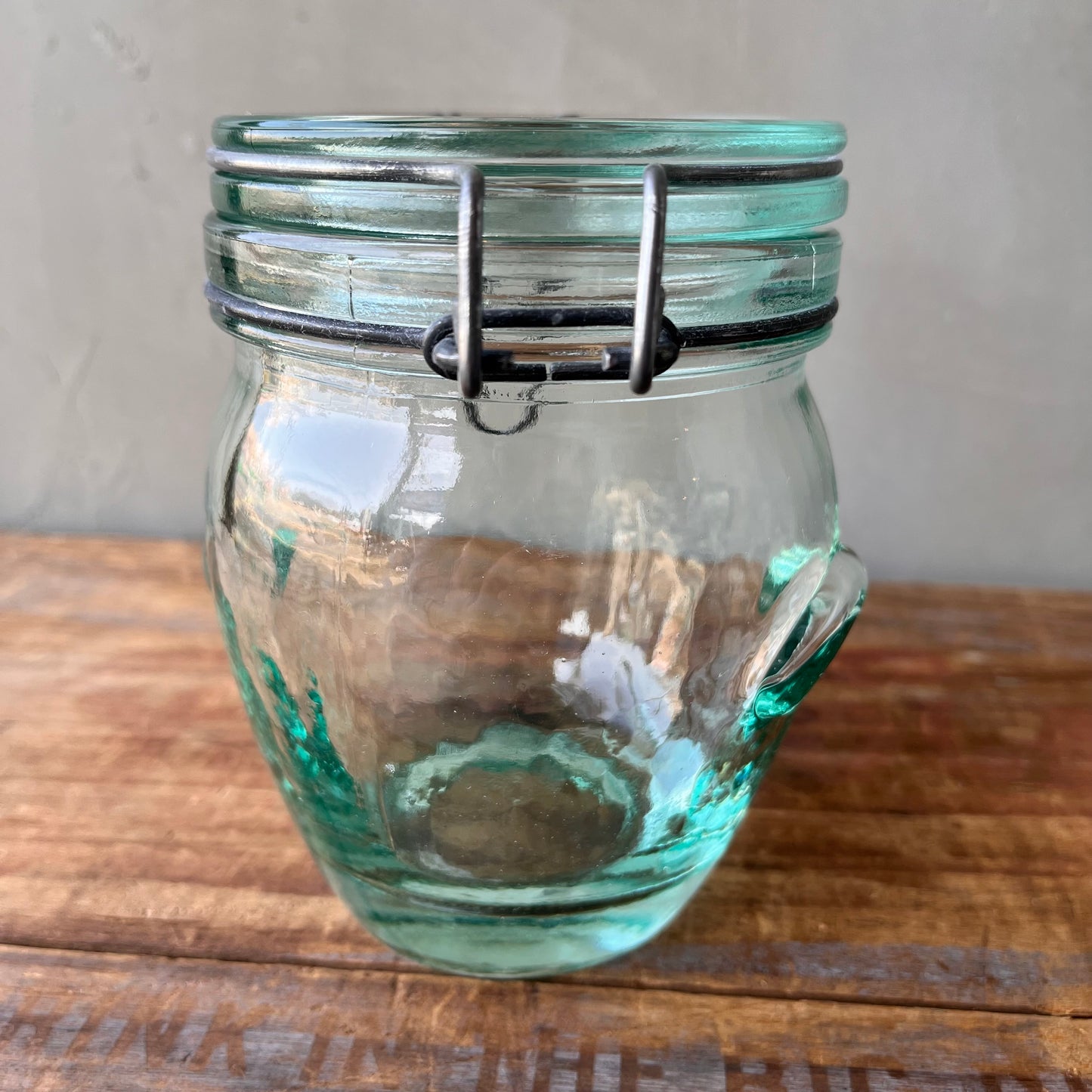 【Italy vintage】Hermetic Green Glass Jar