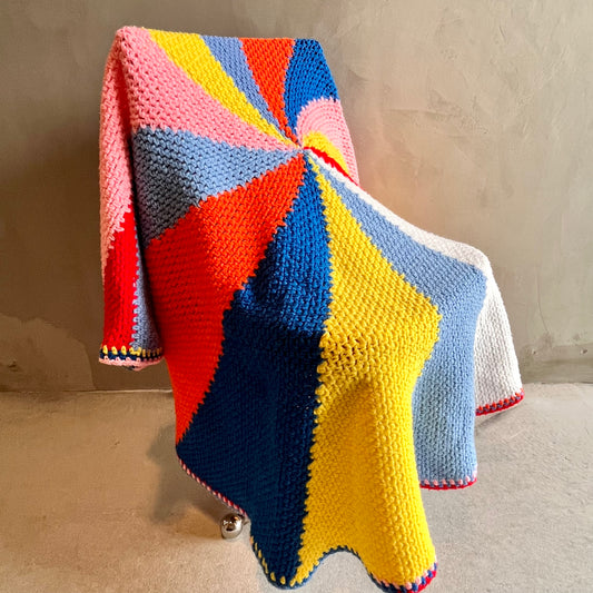 【USA vintage】手編みセンターラグ ブランケット サークル