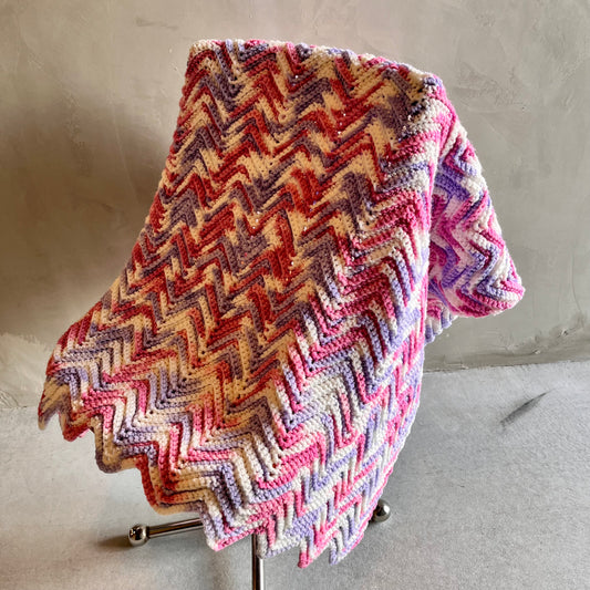 【USA vintage】グラニーブランケット ひざ掛け ピンク×パープル