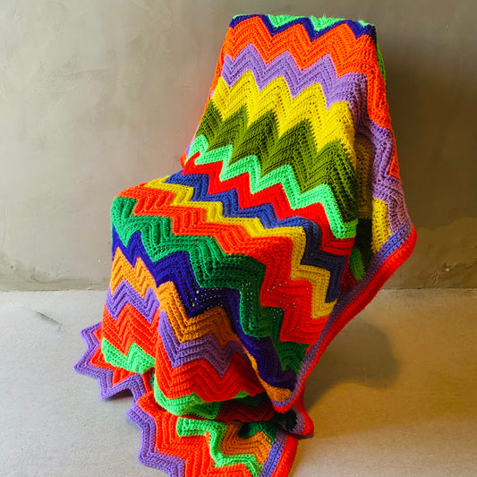 【1970s USA vintage】グラニーブランケット クロシェ カラフル