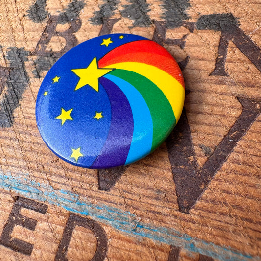 【USA vintage】Rainbow Shooting Star Pinback Button