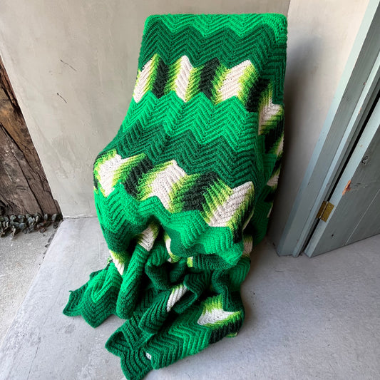 【1970s USA vintage】グラニーブランケット グリーン系 クロシェ