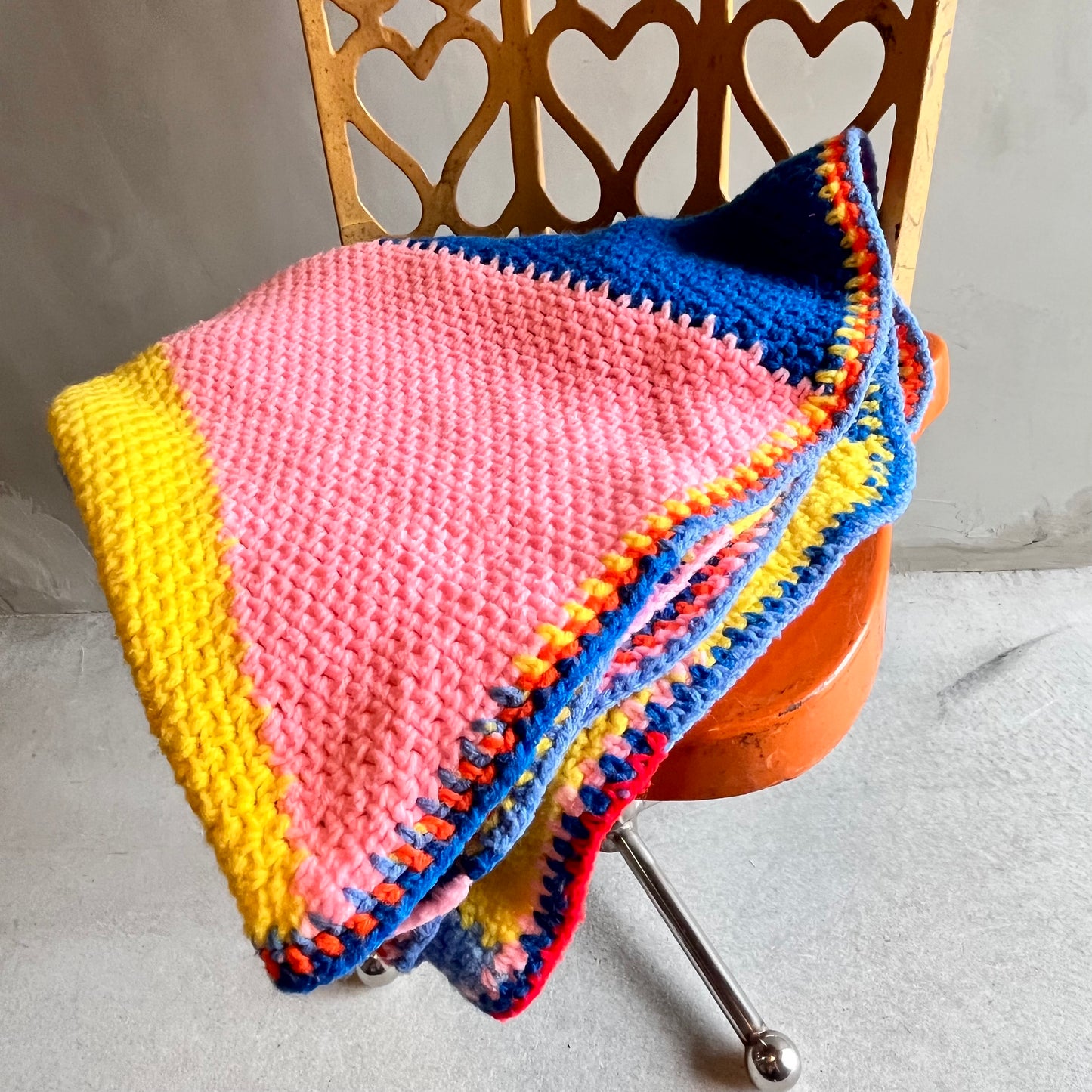 【USA vintage】手編みセンターラグ ブランケット サークル