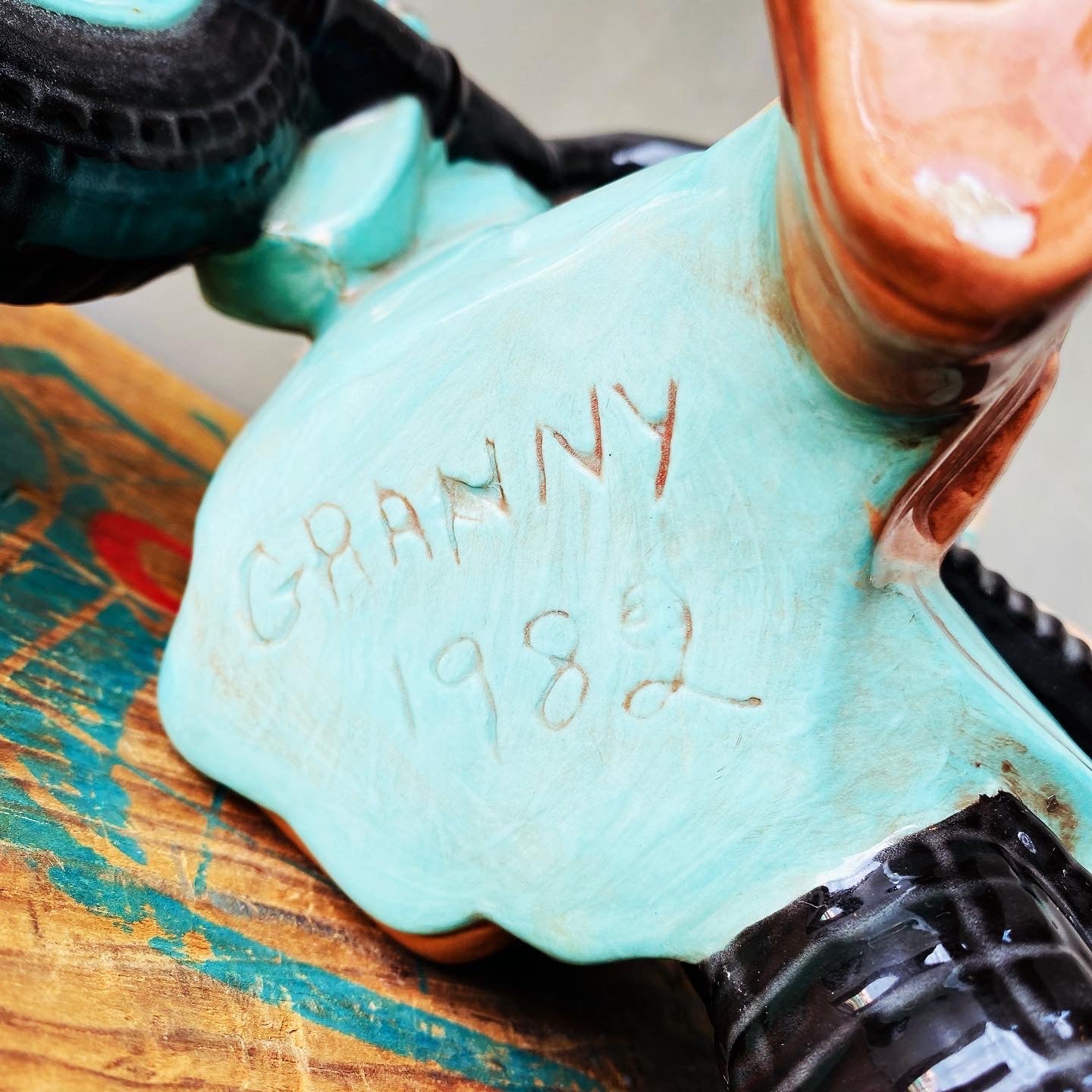 【1982 USA vintage】Atlantic mold ceramic boy ビンテージドール バイク