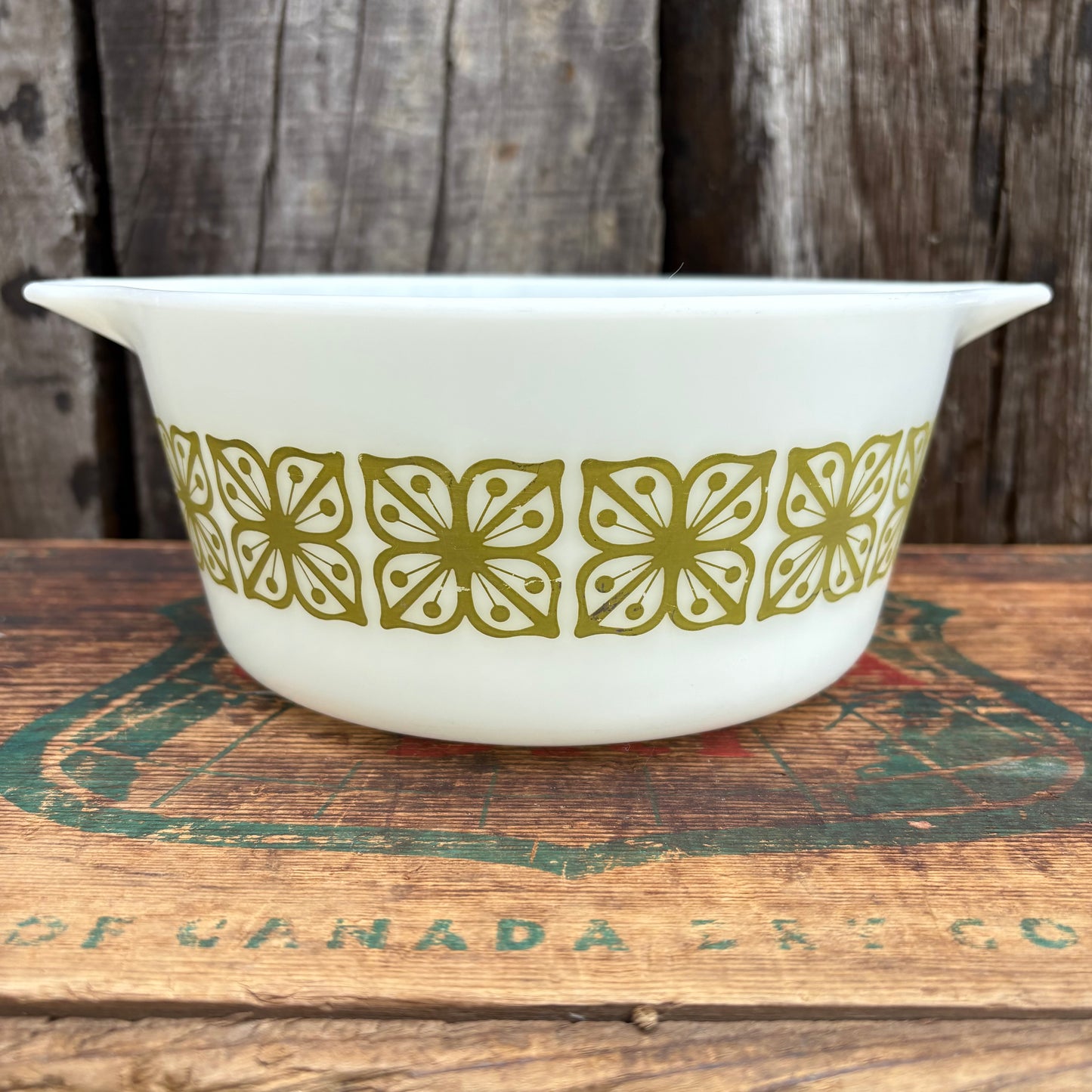 【1960s USA vintage】Green Square Flower Casserole