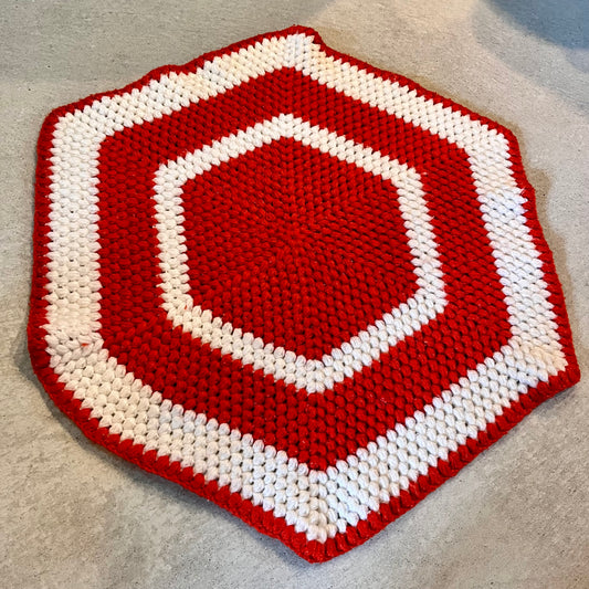 【USA vintage】グラニー ラグ 赤×白