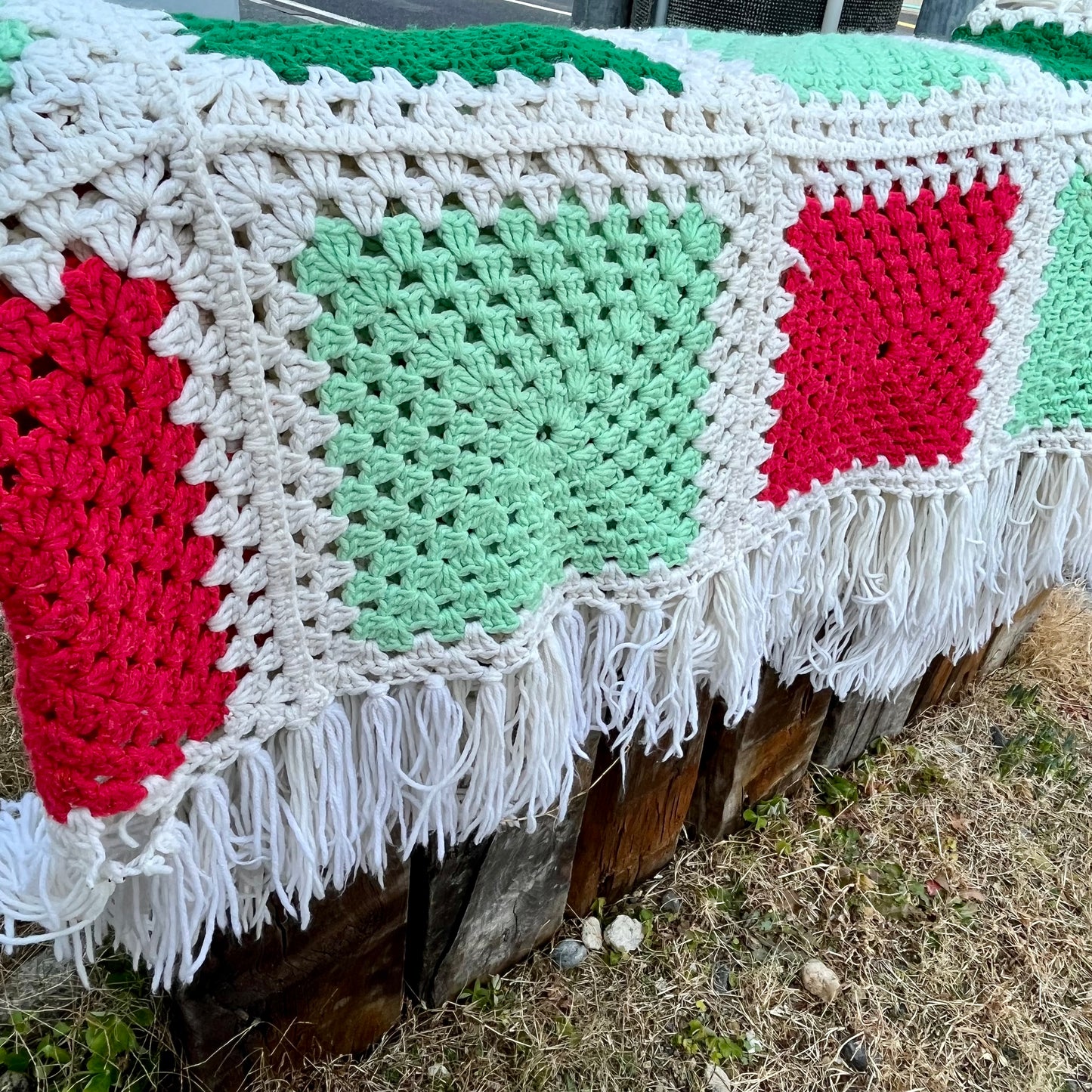 【USA vintage】Granny Blanket Square motif green