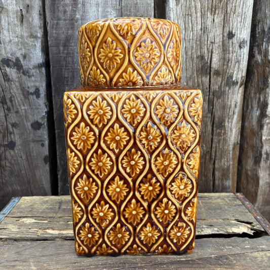 【USA vintage】Flower cookie jar