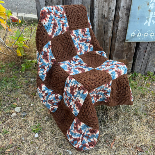 【USA vintage】granny blanket square brown