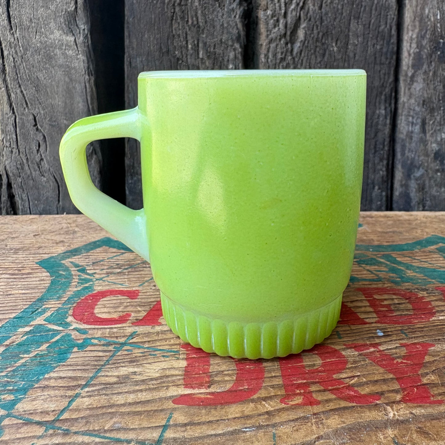 【1960s USA vintage】FIRE KING Rib Bottom Green