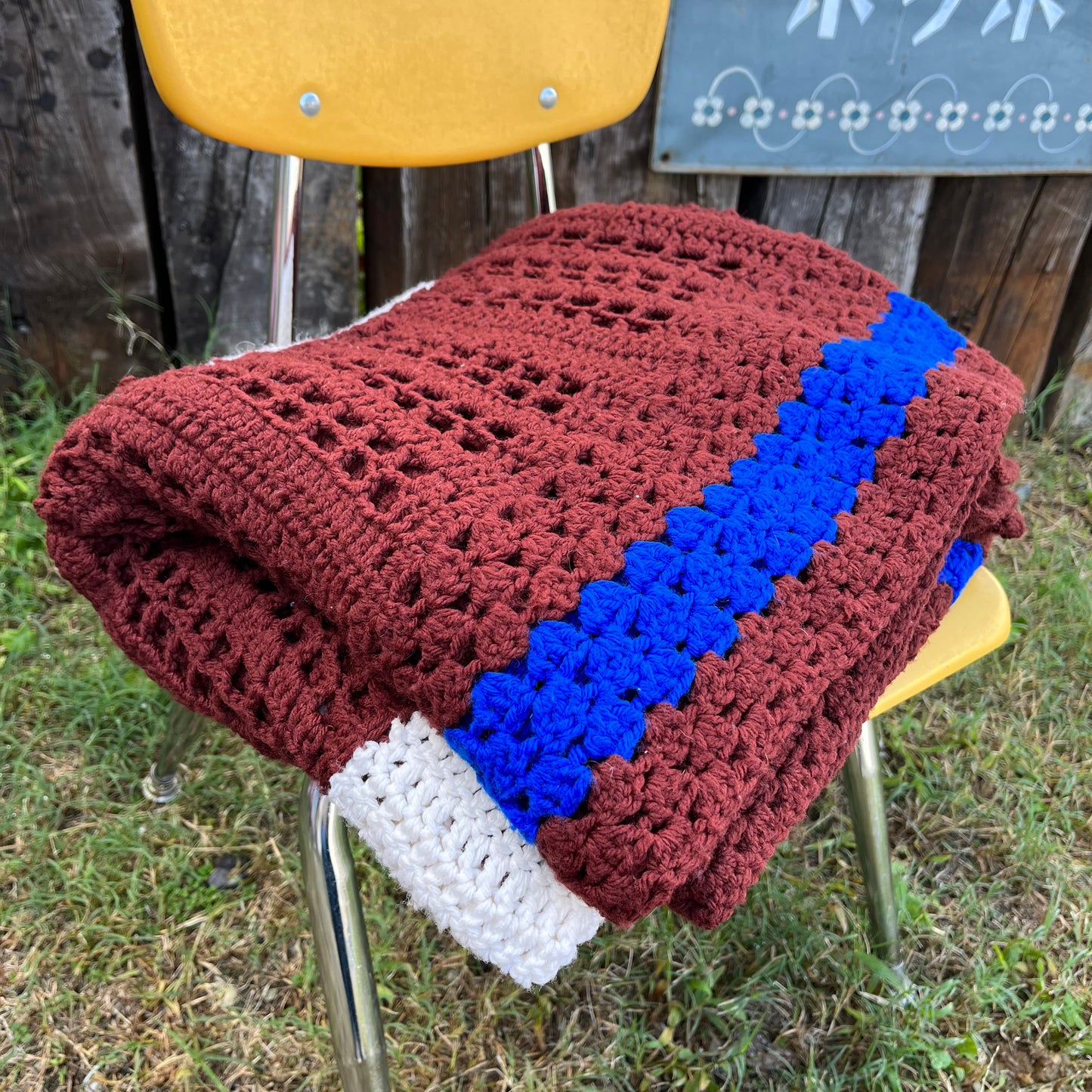 【USA vintage】グラニーブランケット 十字架