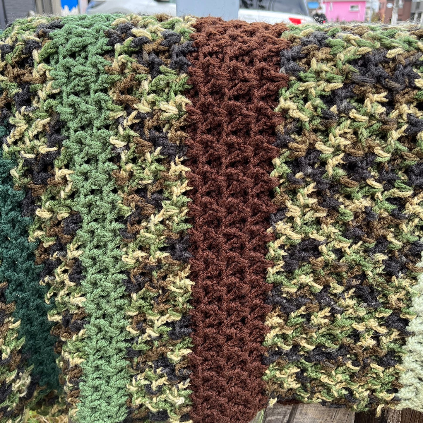 【USA vintage】Granny Blanket Army Color