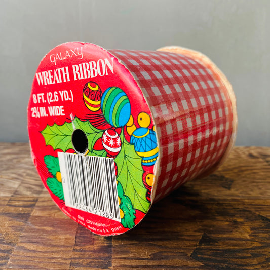 【vintage】クリスマス ラッピングリボン ギンガムチェック