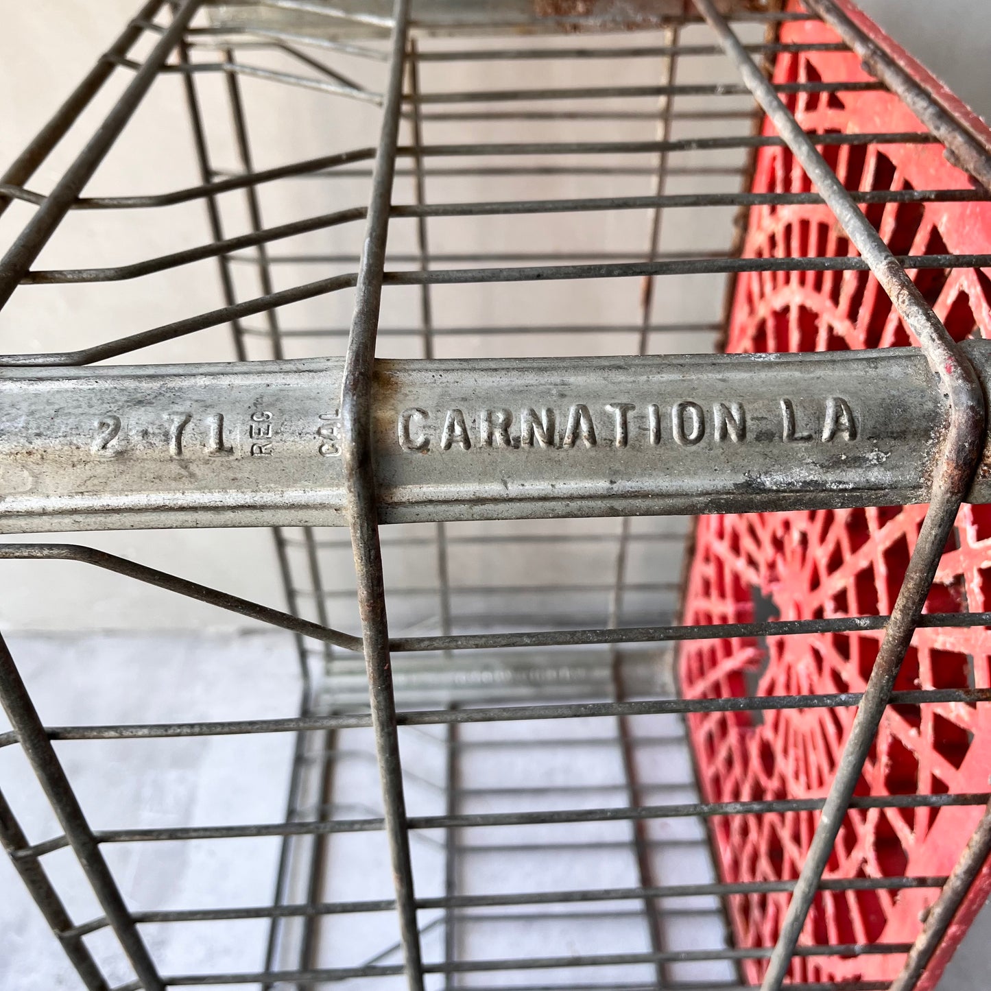 【’72 USA vintage】CARNATION LA ミルククレート 赤