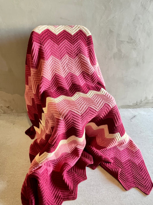 【USA vintage】グラニーブランケット ピンクグラデーション