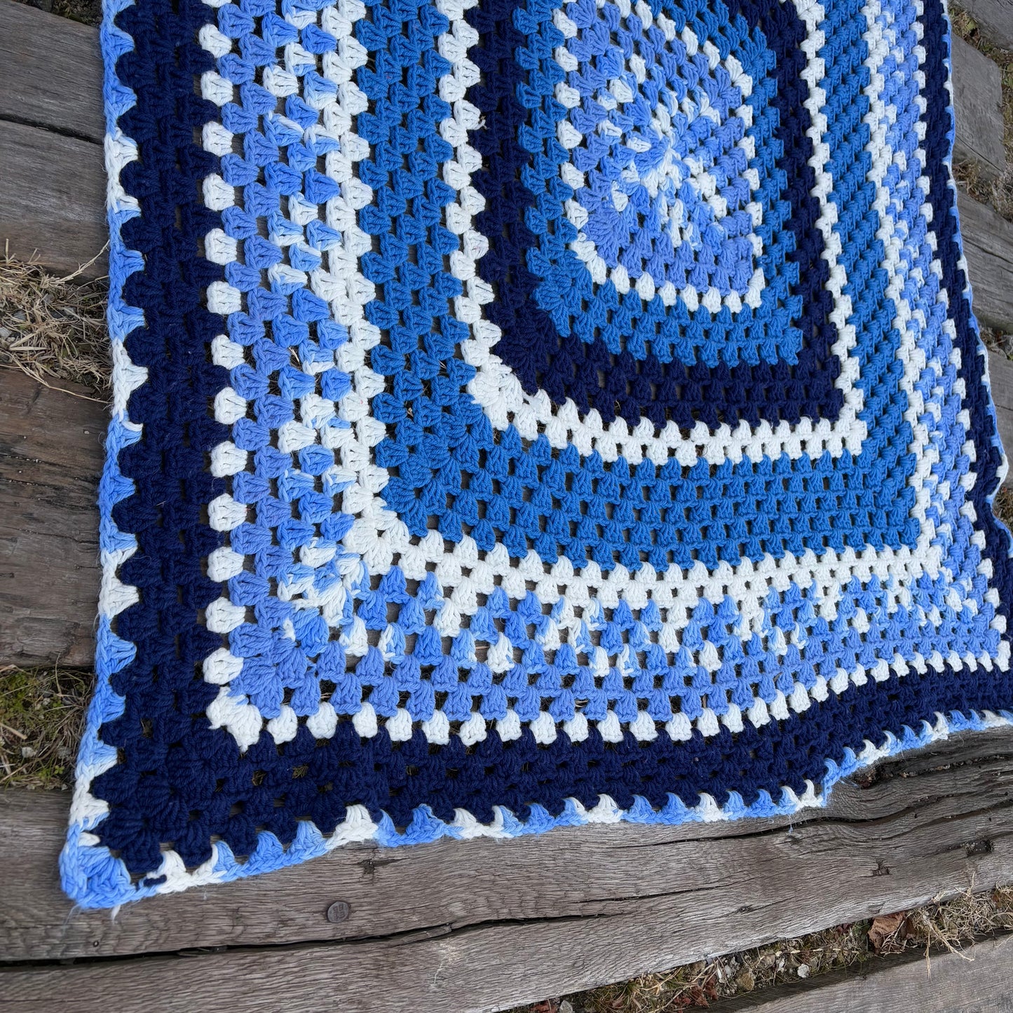 【USA vintage】granny blanket square Blue