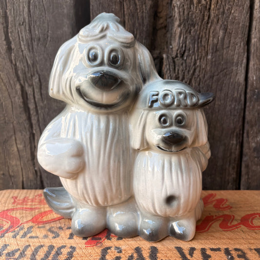 【1960s USA Vintage】Ceramic Bank FORD Advertising Shaggy Dog