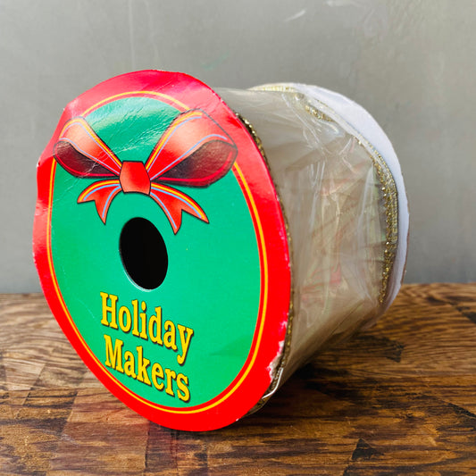 【vintage】クリスマス ラッピングリボン ゴールド