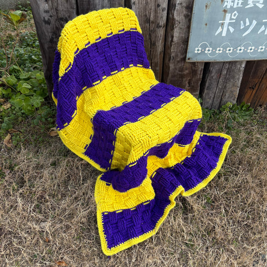 【USA vintage】granny blanket purple×yellow