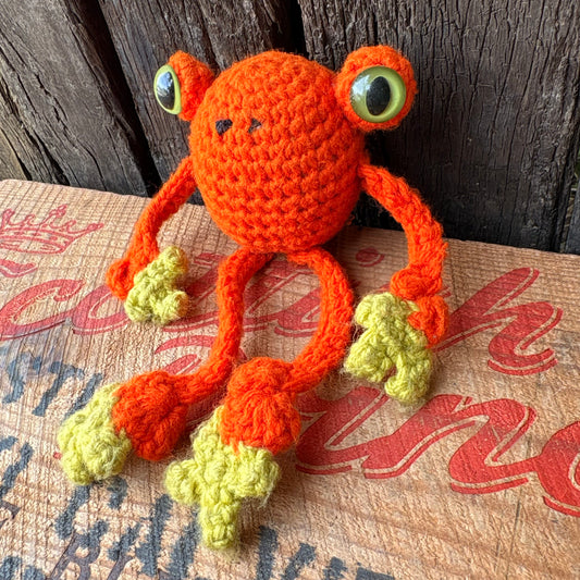 【USA vintage】Frog Crochet Doll Handmade Knit Plush Toy