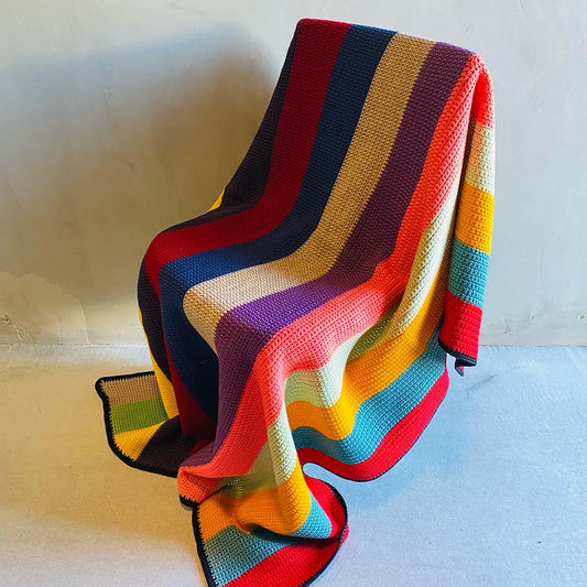 【1970s USA vintage】グラニーブランケット クロシェ ストライプ