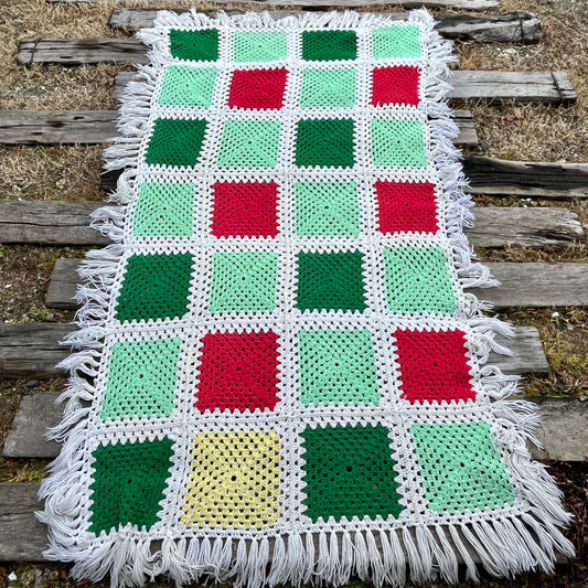 【USA vintage】Granny Blanket Square motif green