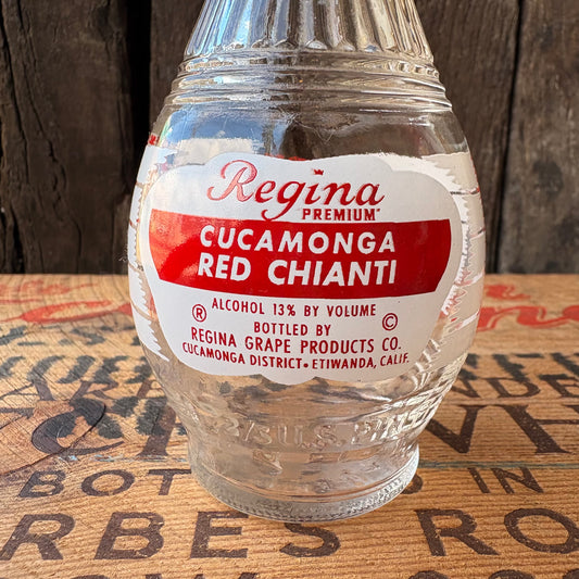 【1960s-1970s USA vintage】REGINA Cucamonga Red Chianti Glass Bottle